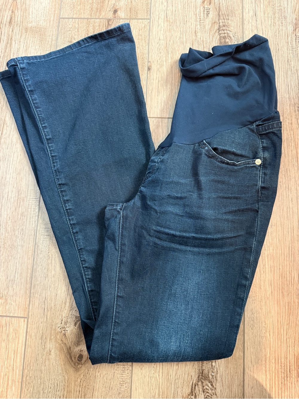 Luxe Essentials Apparel Navy & Dark Blue Maternity Wide-Leg Jeans